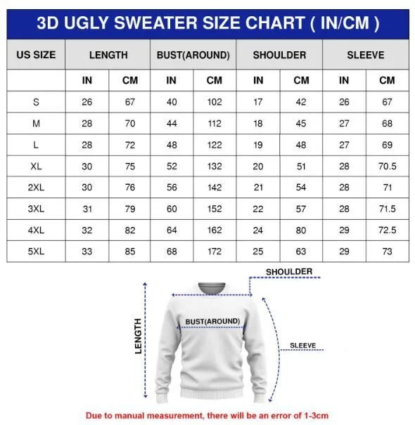 Demon Slayer Zenitsu Ugly Christmas Sweater Size Guide