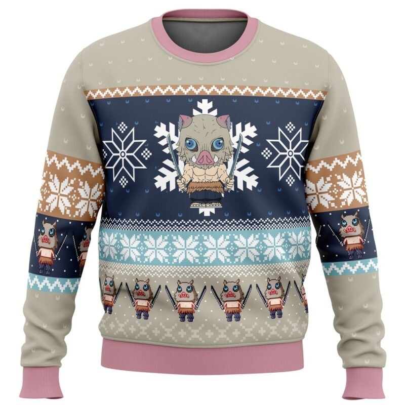 7 Bold Demon Slayer Inosuke Ugly Christmas Sweater