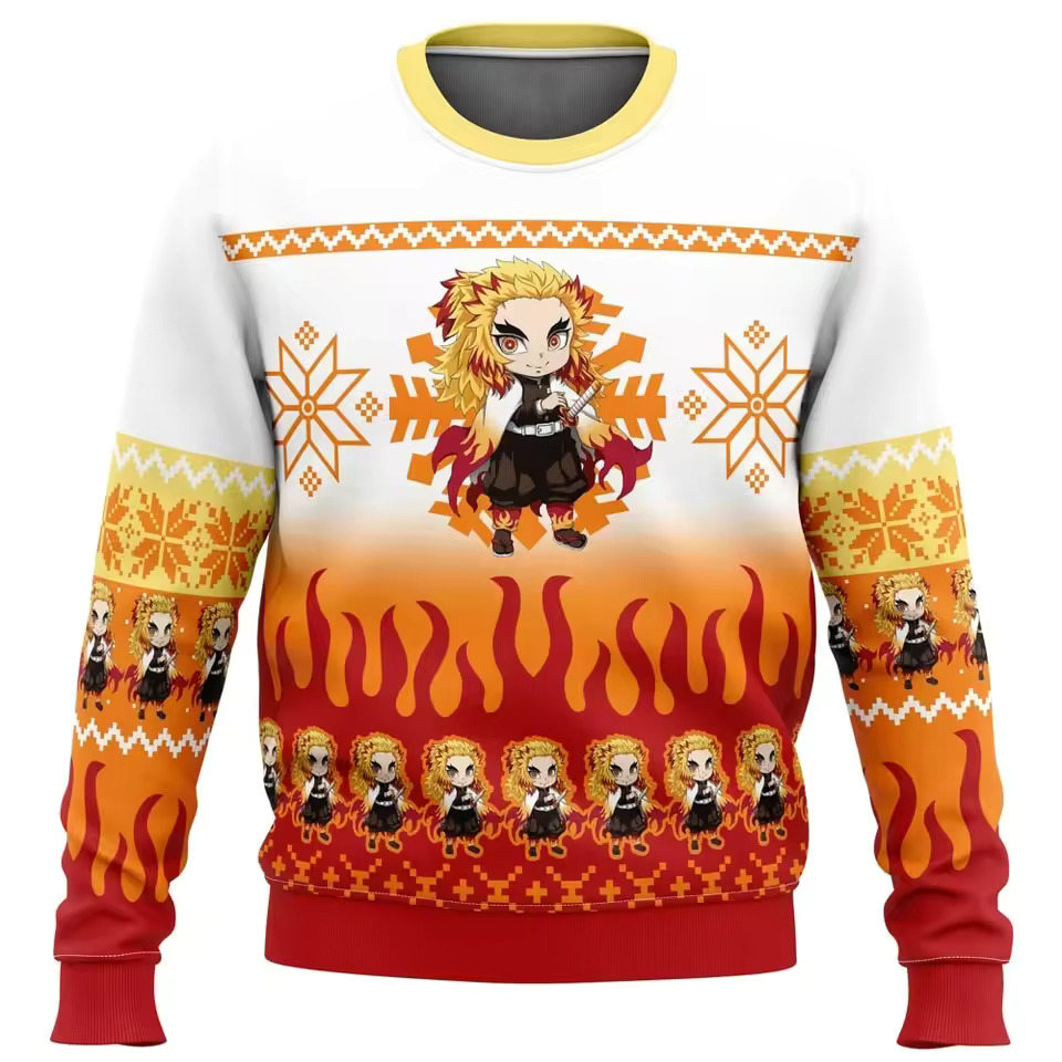 Demon Slayer Kyojuro Rengoku Ugly Christmas Sweater
